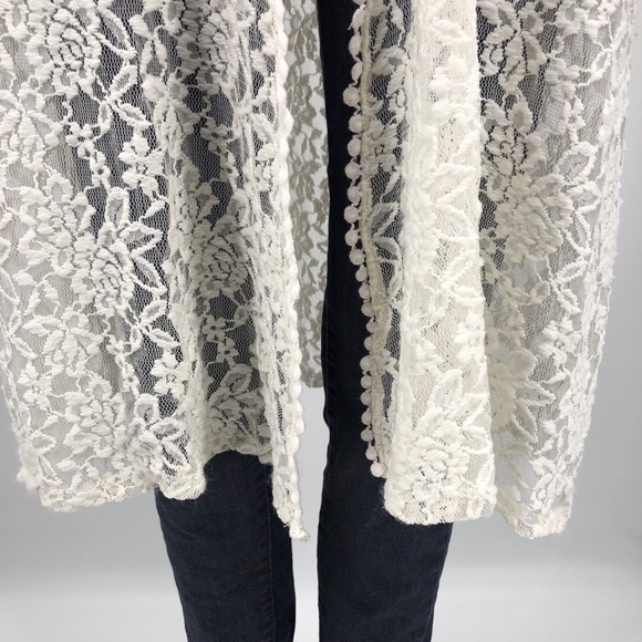 Mauve Cream Long Lace Cardigan Size XLarge - Picture 6 of 8